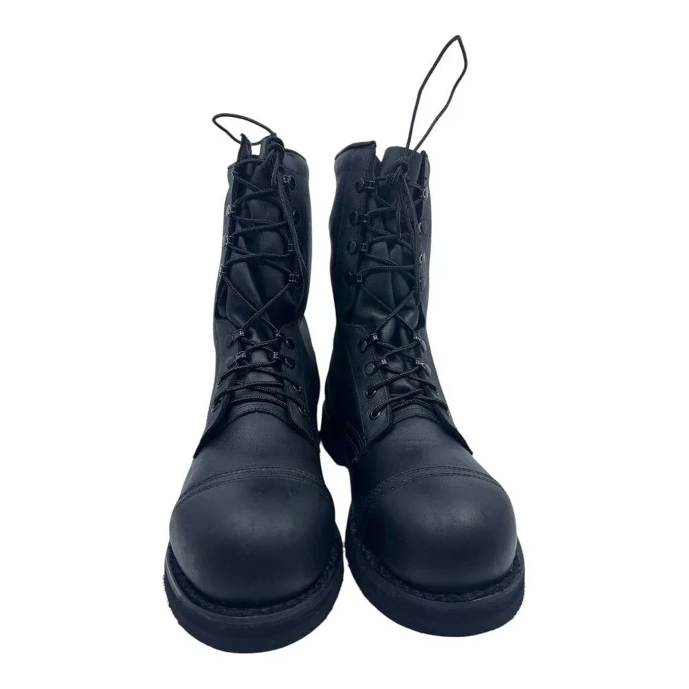 Addison Shoe Company Military Combat Boot‎ 9R Black Steel Toe Leather USA 963006